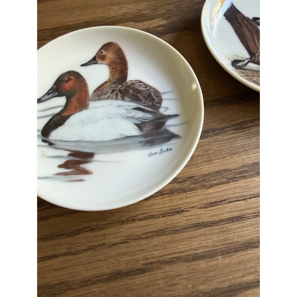 Vintage Decorative Plates Nature's Heritage 4'' Mallards Geese Ducks Set Of 3 - Picture 2 of 6